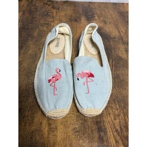 Soludos Flamingo Espadrilles Women's Size 6 Blue Canvas Slip On‎ Flats Casual
